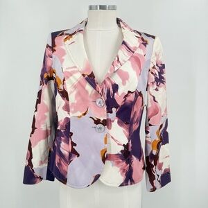 Escada Purple and Pink Floral Print 2 Button Blazer Size 36 / US XS-S